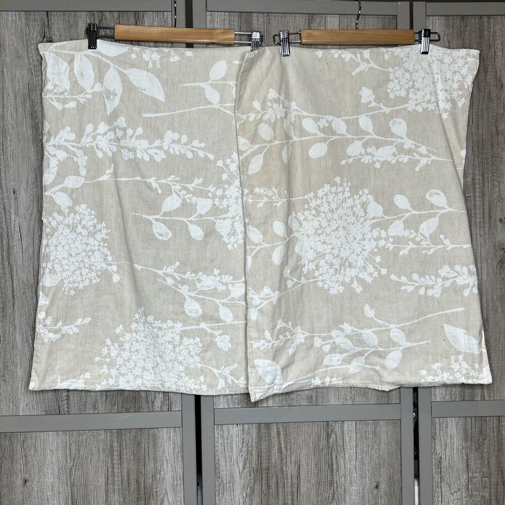 Garnet Hill Two Standard Shams Floral Embroidered Cotton Linen 20 x 26